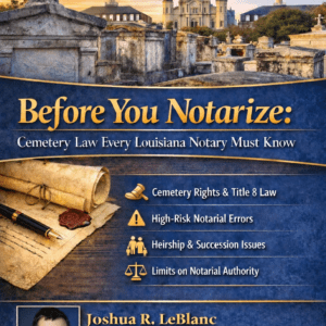 Seminar: Before You Notarize: Cemetery Law Every Louisiana Notary Must Know