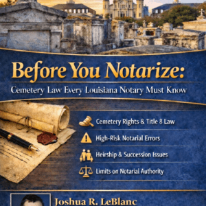 Seminar: Before You Notarize: Cemetery Law Every Louisiana Notary Must Know